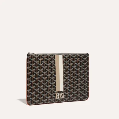POCHETTE SENAT MM BANDES INITIALES ECO Black & Tan